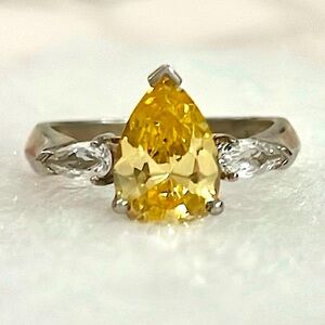 Pear Cut Citrine Ring